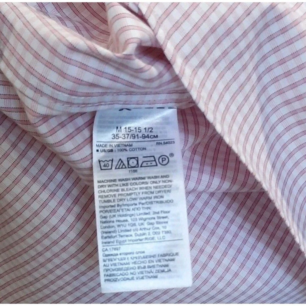 Men Banana Republic Non Iron LS Dress Shirt Slim Fit Pink Blue Micro Check Sz M